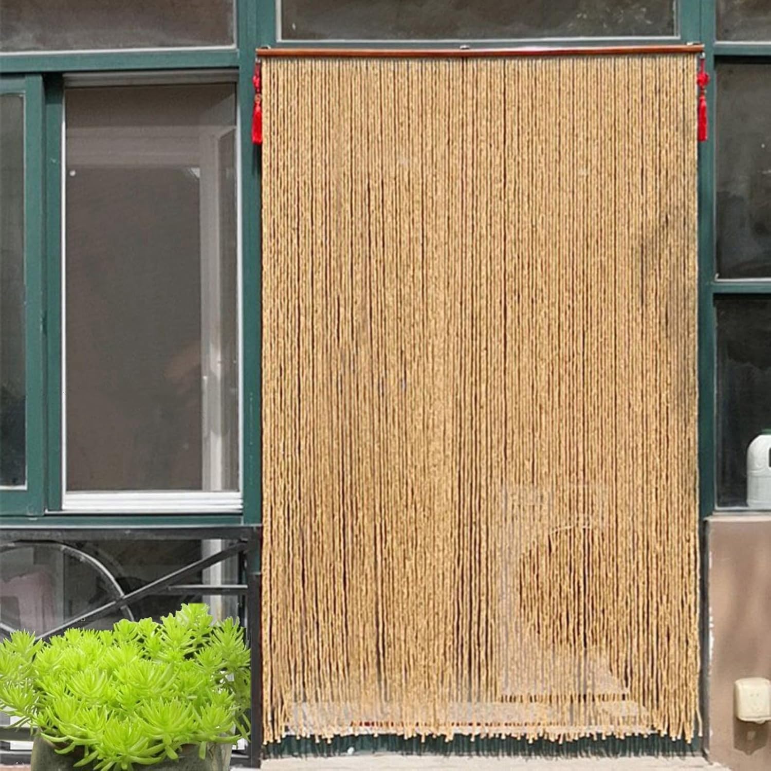 Rideau de porte en perles haut de gamme, séparateur de pièce en bois artisanal