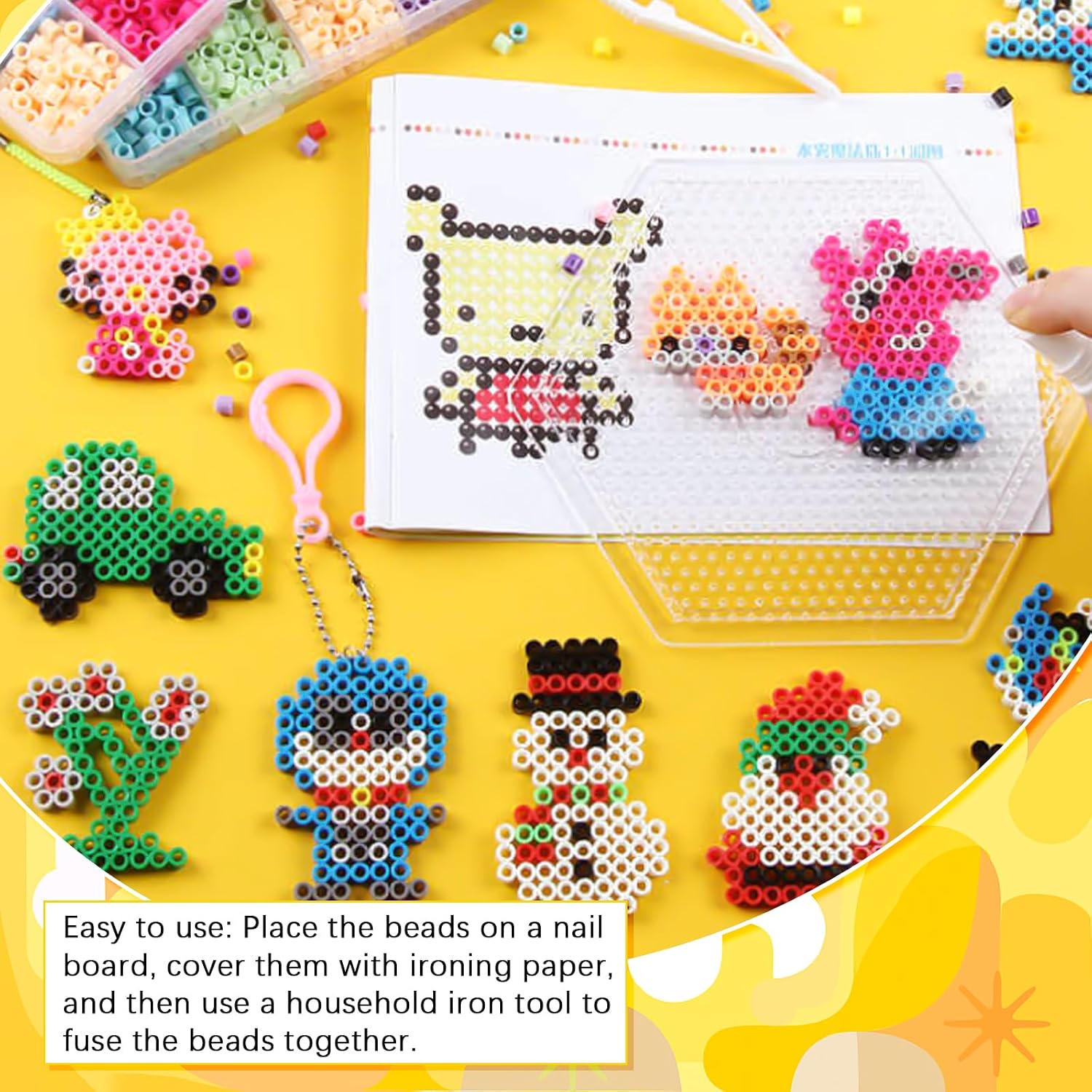 10PCS (4 Shapes) Fuse Beads Pegboards Boards with 2Pieces Tweezers and 6Pieces Lroning Paper,5mm Clear Plastic Pegboards Set Kit for Kids Craft Supplies Beads
