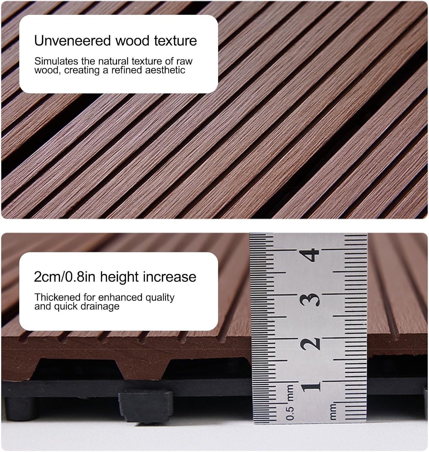 Mat Wooden Shower Mat, Shower Mat for Bathroom, Non Slip Wooden Floor Sturdy Mats, Spa-Style Fast-Drying Bathtub Tray, Non-Slip(Brown)