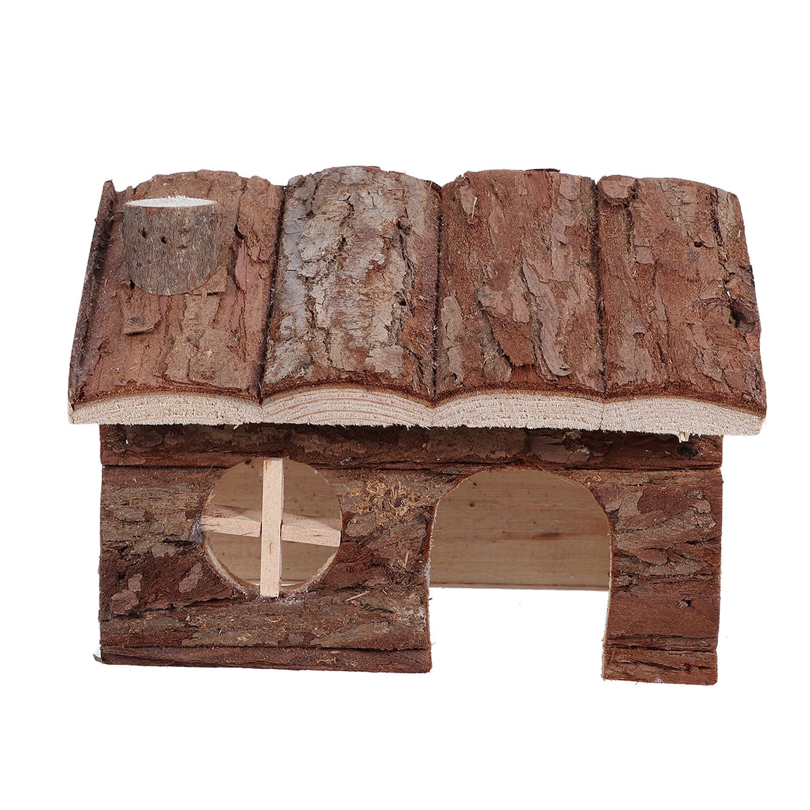 Casa de madera para hámsters transpirable con chimenea 14x12cm
