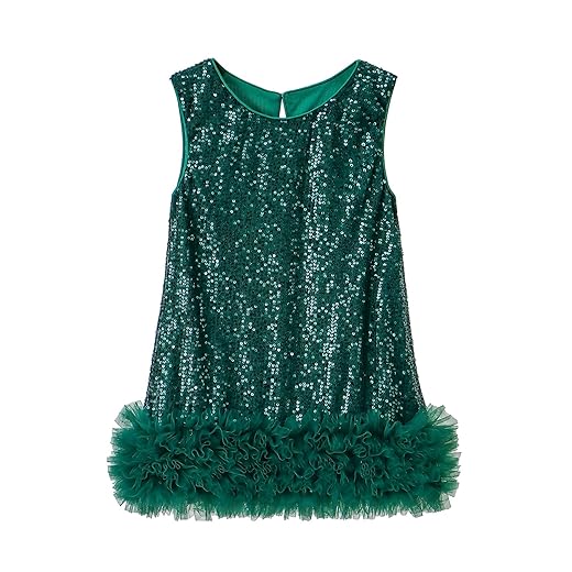 Tutu.kk Vestido infantil de lantejoulas evasê brilhante sem mangas vestido de casamento vestido de festa para meninas