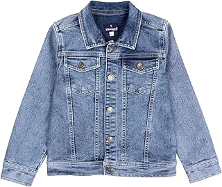 KiddoPanti Boys Denim Jacket | Cotton Poly Blend with Spandex | Washed Denim, Full Sleeve | Button Closure & Front Flap Po... Price In India