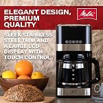 Melitta Aroma Tocco Cafetière à filtre en verre 10 tasses, Noir | Automatique et programmable, arrêt automatique, panneau de contrôle tactile, accent en acier inoxydable avec filtre à café 5 pièces