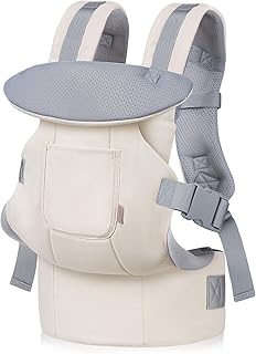 GAGAKU Babytrage für Babys Kleinkinder 4-36 Monate, Verstellbarer 4-in-1 Baby Tragen Ergonomisch Tragehilfe, 4 Tragepositionen, Leicht Atmungsaktive - Creme