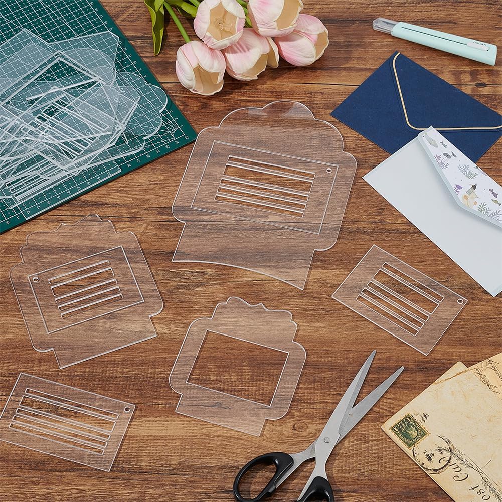BENECREAT 7 Styles Envelope Maker Guide, Clear Acrylic Templates, Envelope Making Tool for Card Making, DIY Arts, Crafts, and Invitations