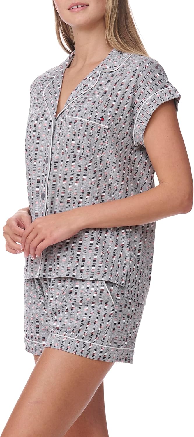 Tommy Hilfiger womens Girlfriend Short Sleeve Top and Shorts Pajama Set - Image 5