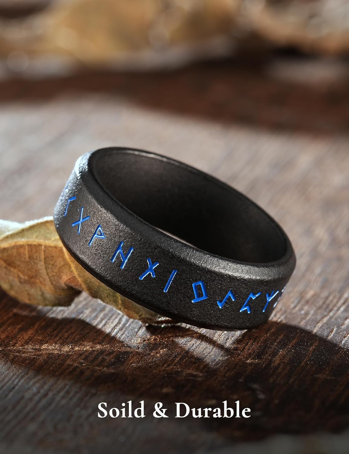 King Will Viking Stainless Steel Wedding Band - 8mm Men Ring with Tree of Life Rune Design and Abalone Shell Inlay in Grey/Gold/Black Vintage Finish,Comfort Fit Size 7-14