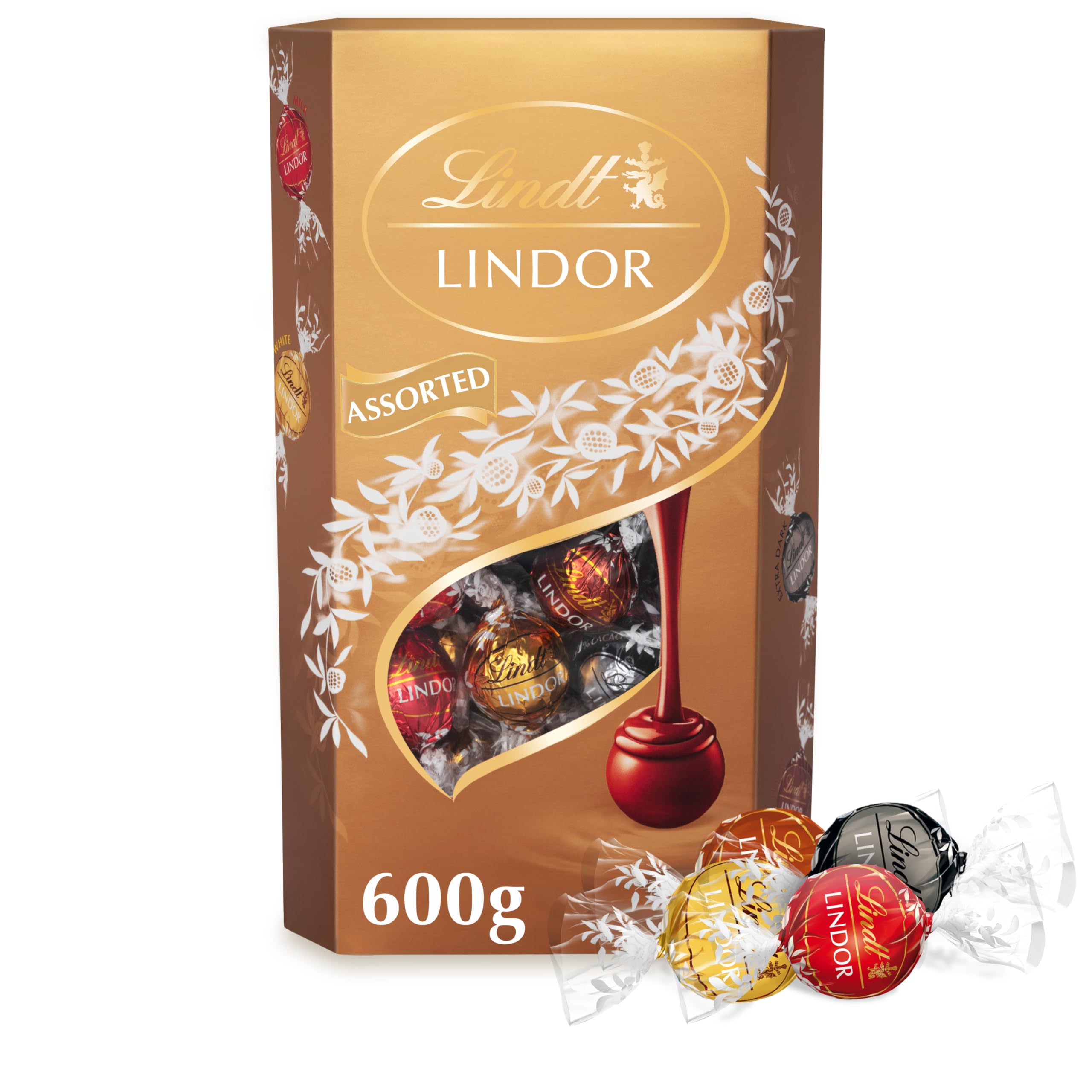 Lindt Lindor Assorted Chocolate Truffles – 600g Box (Approx. 48 Balls) – Smooth Filling – Gift, Birthday, Congratulations, Sharing Treat
