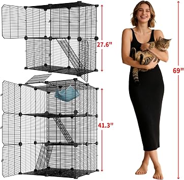 STILLCOVE Small Cat Cage Indoor, with Hammock & Non-Slip Pads