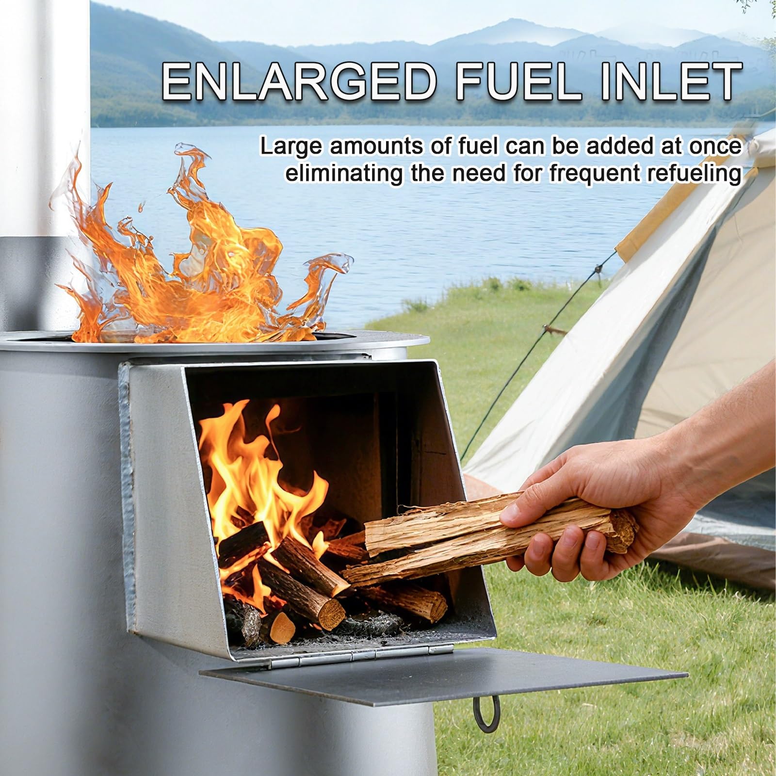 Estufa De LeñA For Interiores, Estufa De Pellets, De Hierro Fundido con Entrada De Combustible Ampliada, Compatible con MúLtiples Combustibles SóLidos