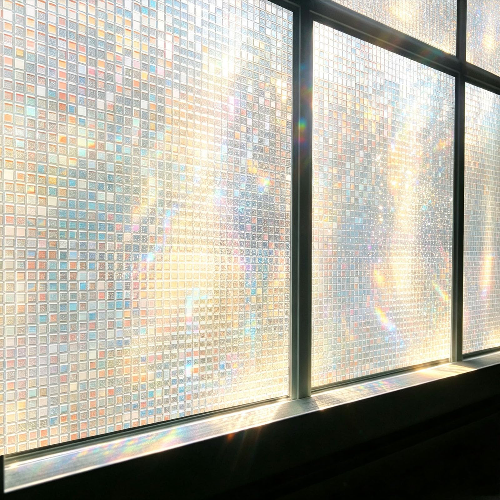 Vinilos para Cristales 50 x 525 cm Privacidad Ventana Protección UV Ideal Lámina Anti-Miradas con Adhesión Estática sin Pegamento Lámina para Baño Oficina y Cocina, Mosaico