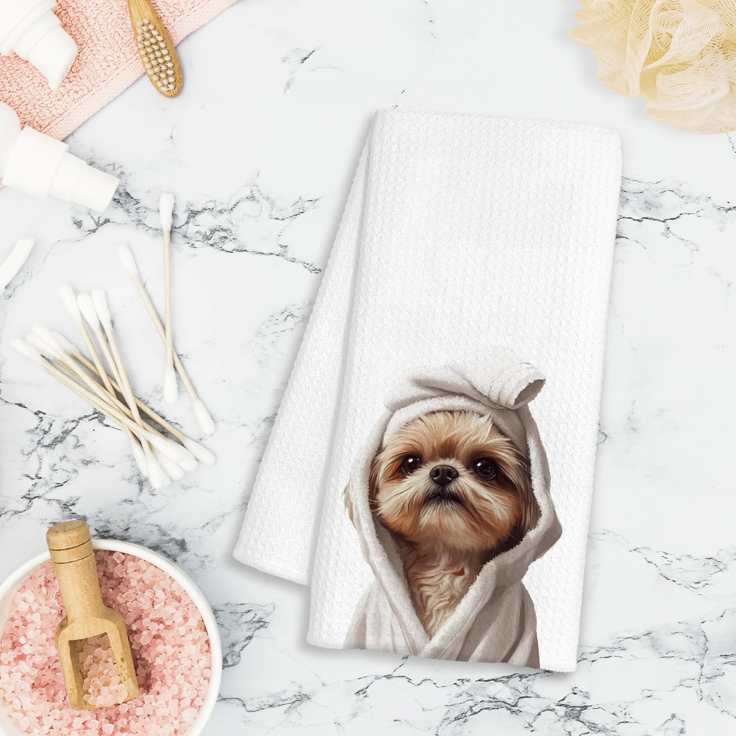 Shih Tzu Decor Gifts Bathroom Hand Towels - Funny Dog Bathroom Towel, Funny Animal Hand Towels for Restroom Decor, Shih Tzu Gifts for Women, Dog Lover Gifts, 16×24 Inches - Image 2