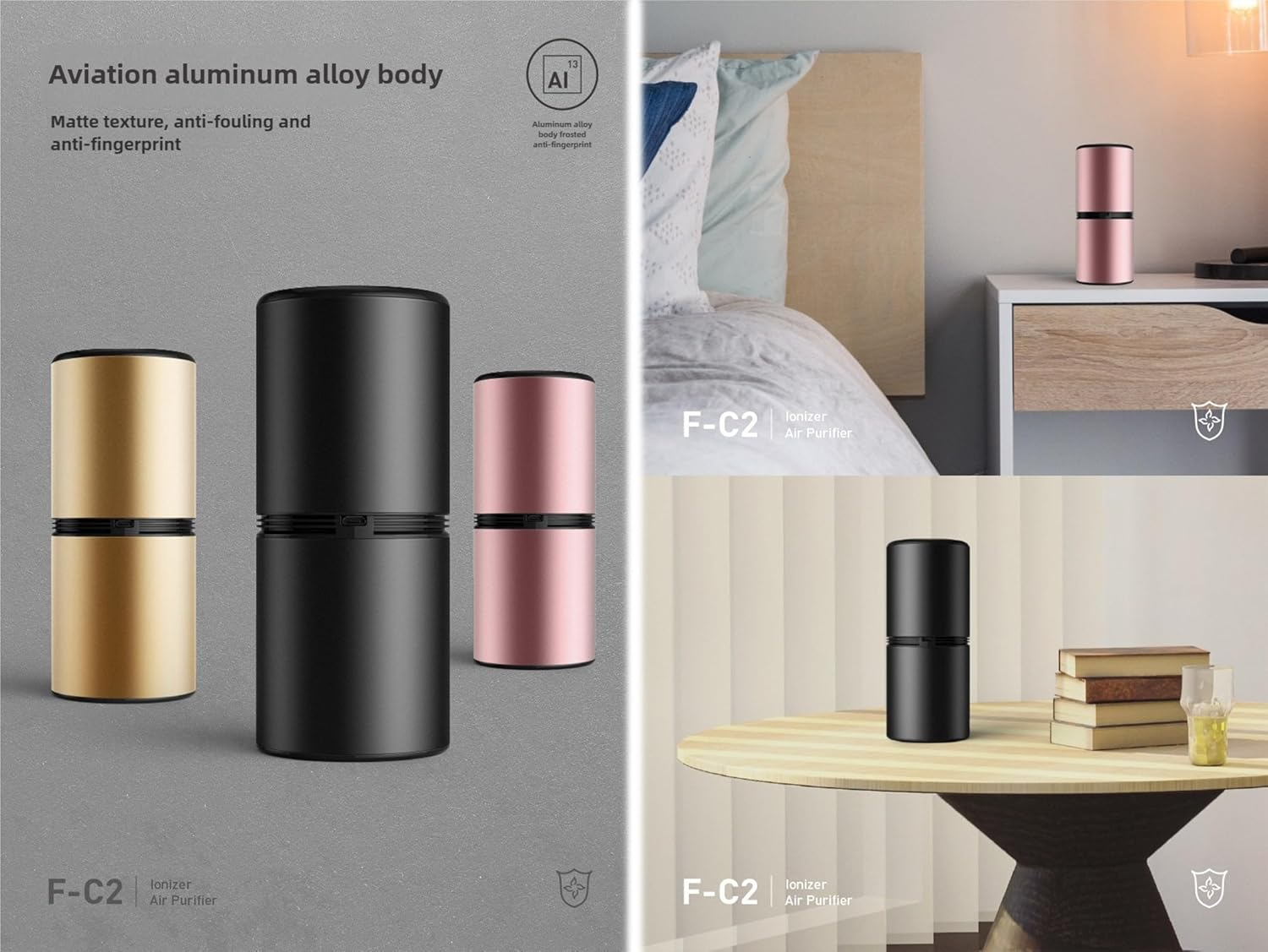 lonic Air Purifiers for Home, Portable Air Purifier and Car Air Purifier, Mini Air Purifier with Ionic Air Purifier Technology, for Car or Small Room, Removes Dust, Pet Odors, and Pollen. (BALCK)