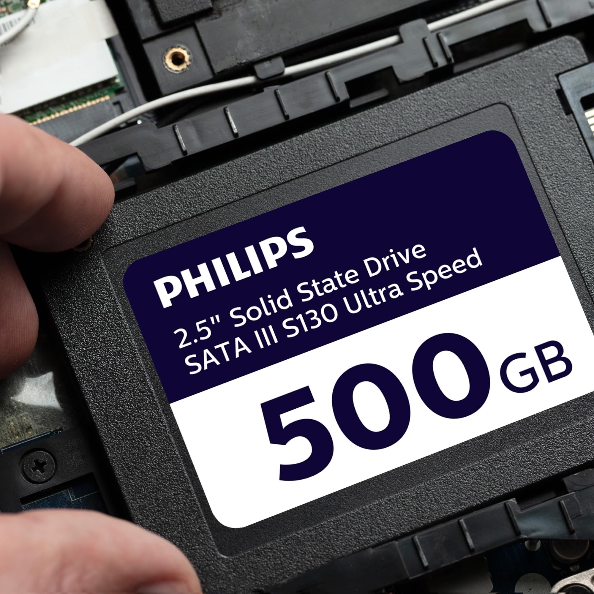 Philips SSD Interno de 2,5 Pulgadas, SATA III, 500 GB, S130 Ultra Speed, Velocidad de Lectura de hasta 550 MB/s