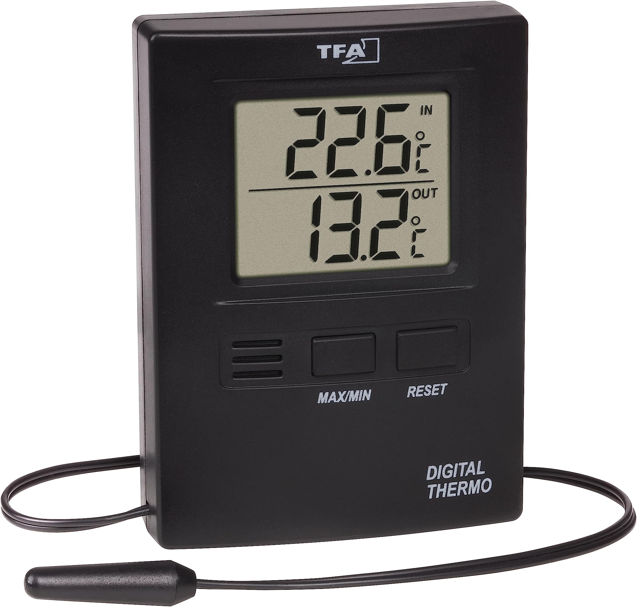 TFA Dostmann digitales InnenAussenThermometer, 30.1044, Außentemperatur über Kabel, Höchst