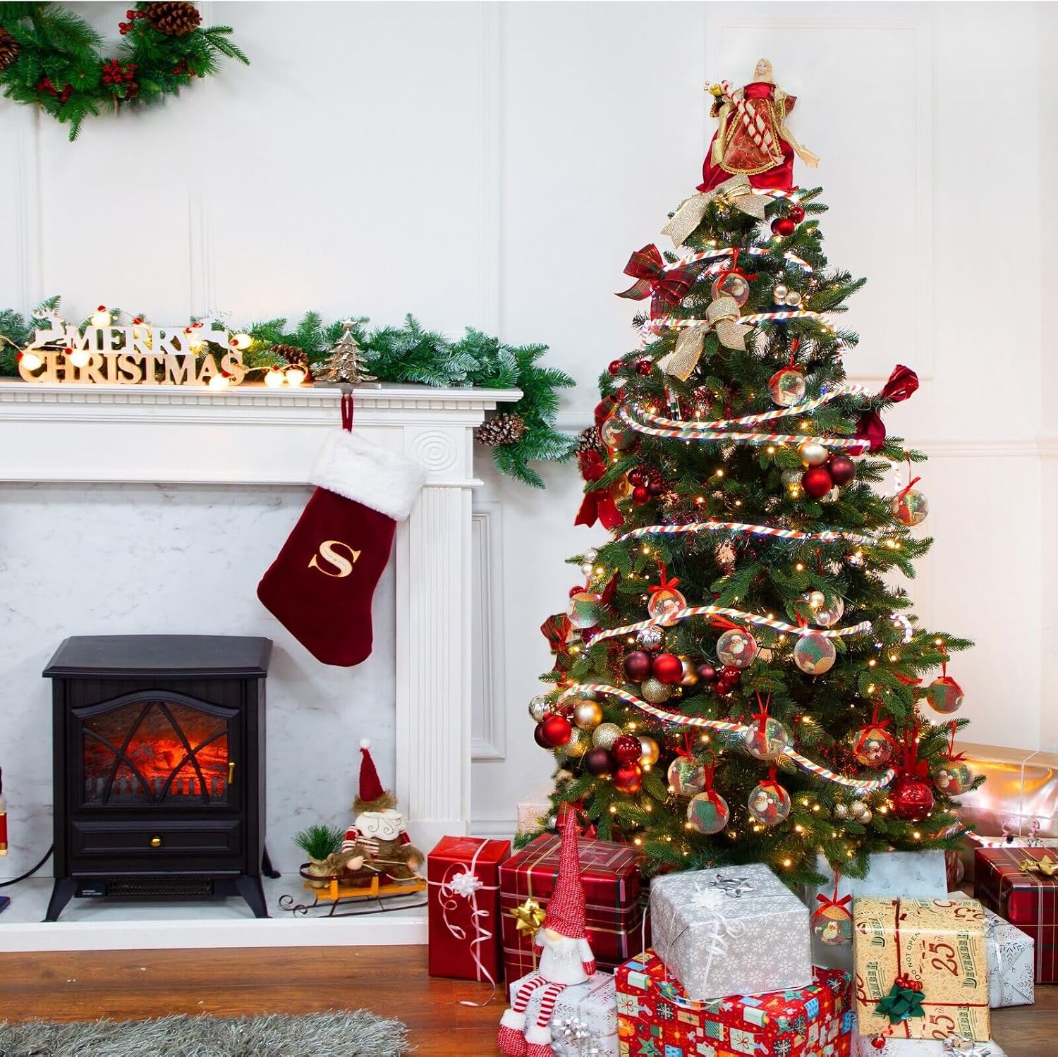 Afirst Christmas Candy Rope Lights 18FT Xmas Tree Lights IP65 Waterproof Connectable Tube Lights for Holiday Decoration