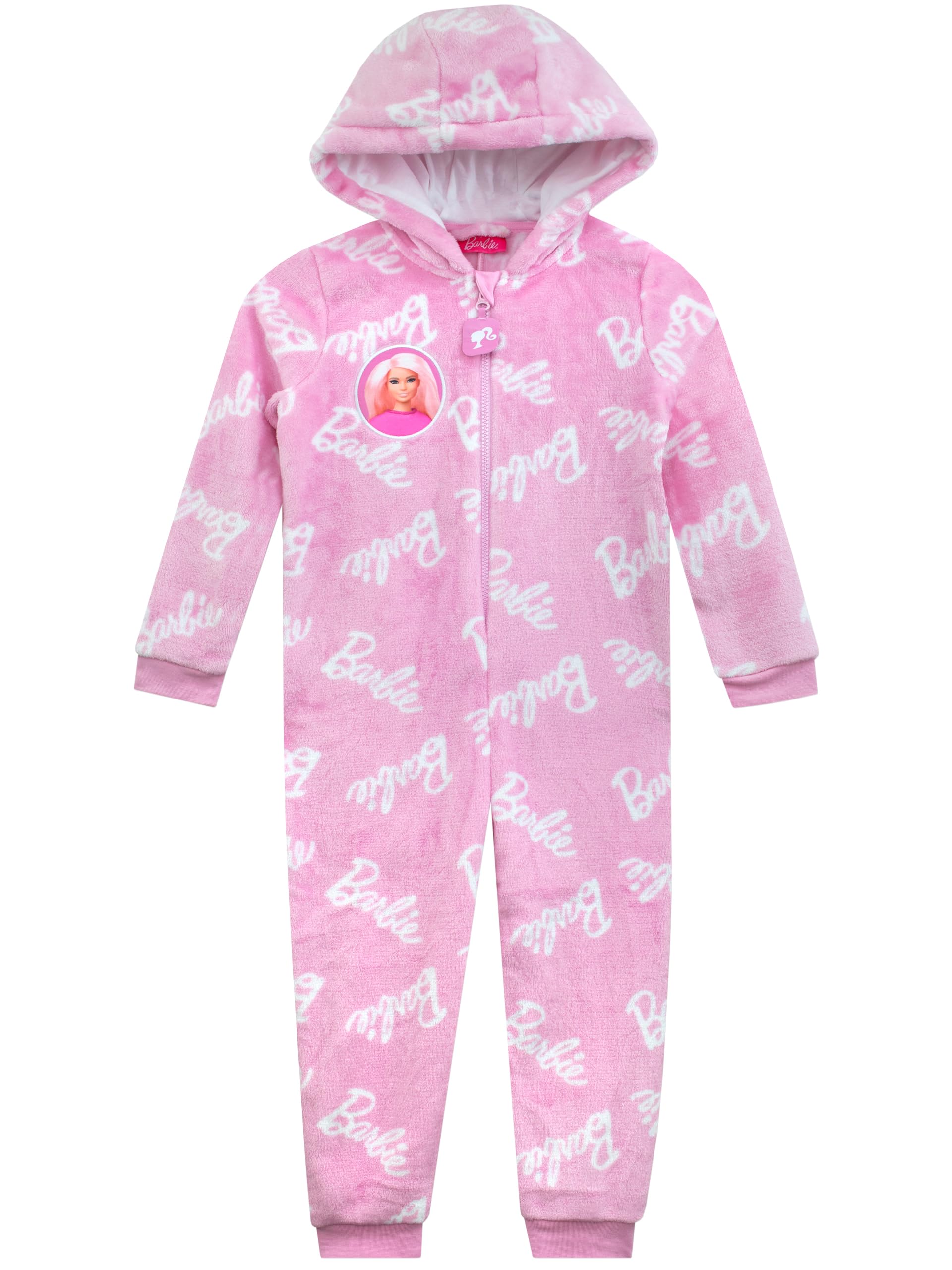 Vêtement Pluie Printemps Automne Fille Barbie Manteau De Pluie Pour Fille - Veste à Capuche Imperméable Doublée En Polaire Avec Fermeture éclair Et Poches - Logo Imprimé Rose Sur Toute La Surface