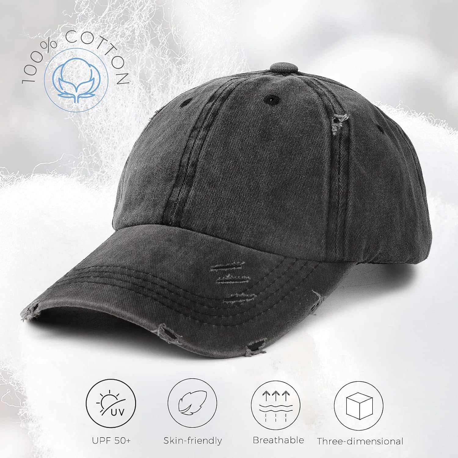 Lvaiz Womens Distressed Ponytail Baseball Cap Cotton Dad Hat with Ponytail Hole Versatile Washed Ponycaps at  Men’s Clothing store