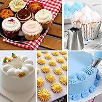 Vista 4 de Juego de 4 puntas de tuberías grandes, puntas redondas cuadradas de acero inoxidable, puntas de decoración de pasteles para cupcakes, pastelería