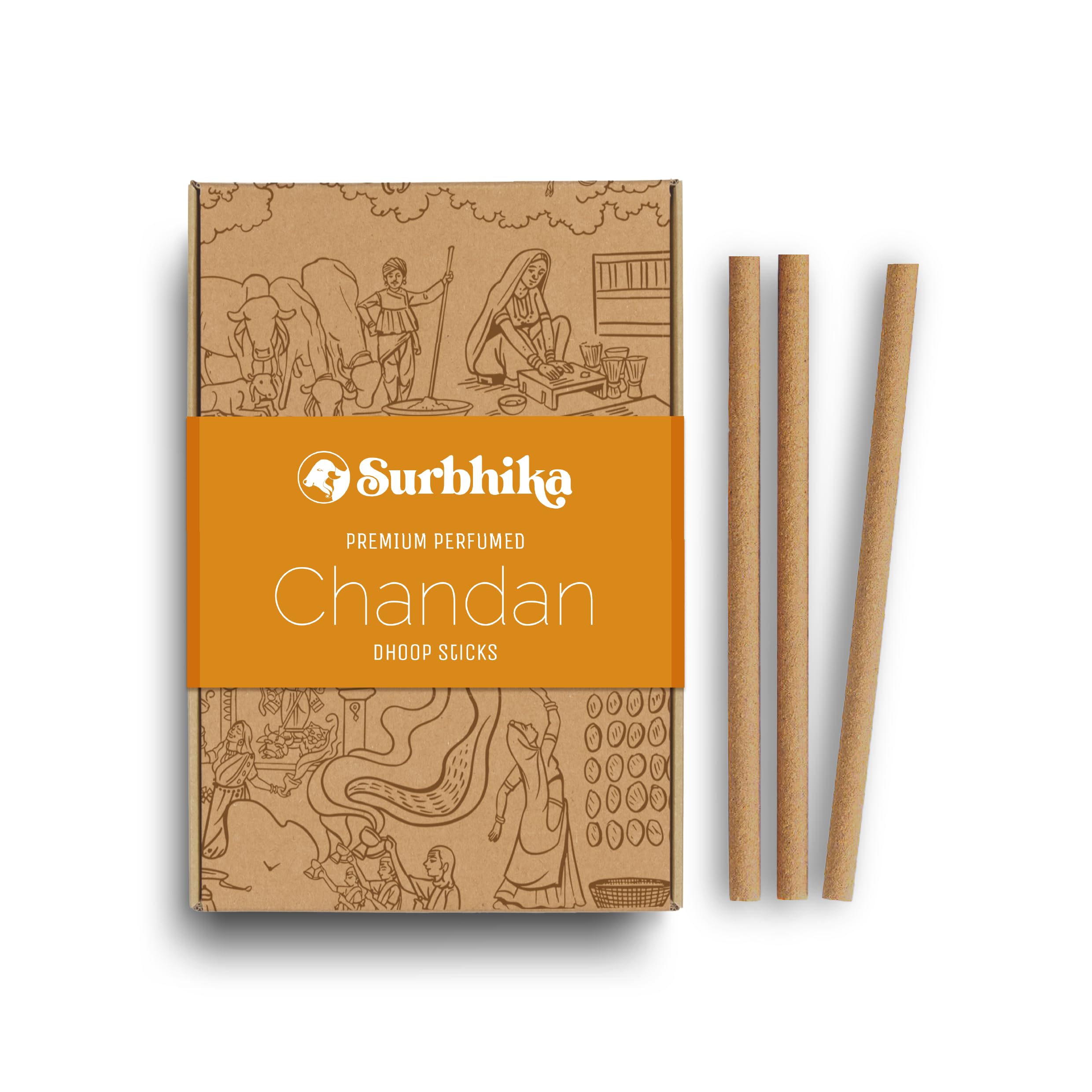 SURBHIKA® Cow Panchgavya Dhoop Sticks - Dhoop Sticks Gir Cows Dung & Natural Herbs - No Bamboo & No Chemicals - Handcrafted Incense Sticks for Pooja - Organic Dhoop Batti (Chandan) (B0BCZH98FG) Amazon Price History, Amazon Price Tracker
