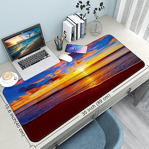 Vista 110 de Alfombrilla de escritorio, alfombrilla grande para mouse de 35 x 15.6 pulgadas, XXL extendida para juegos, con base antideslizante, alfombrilla