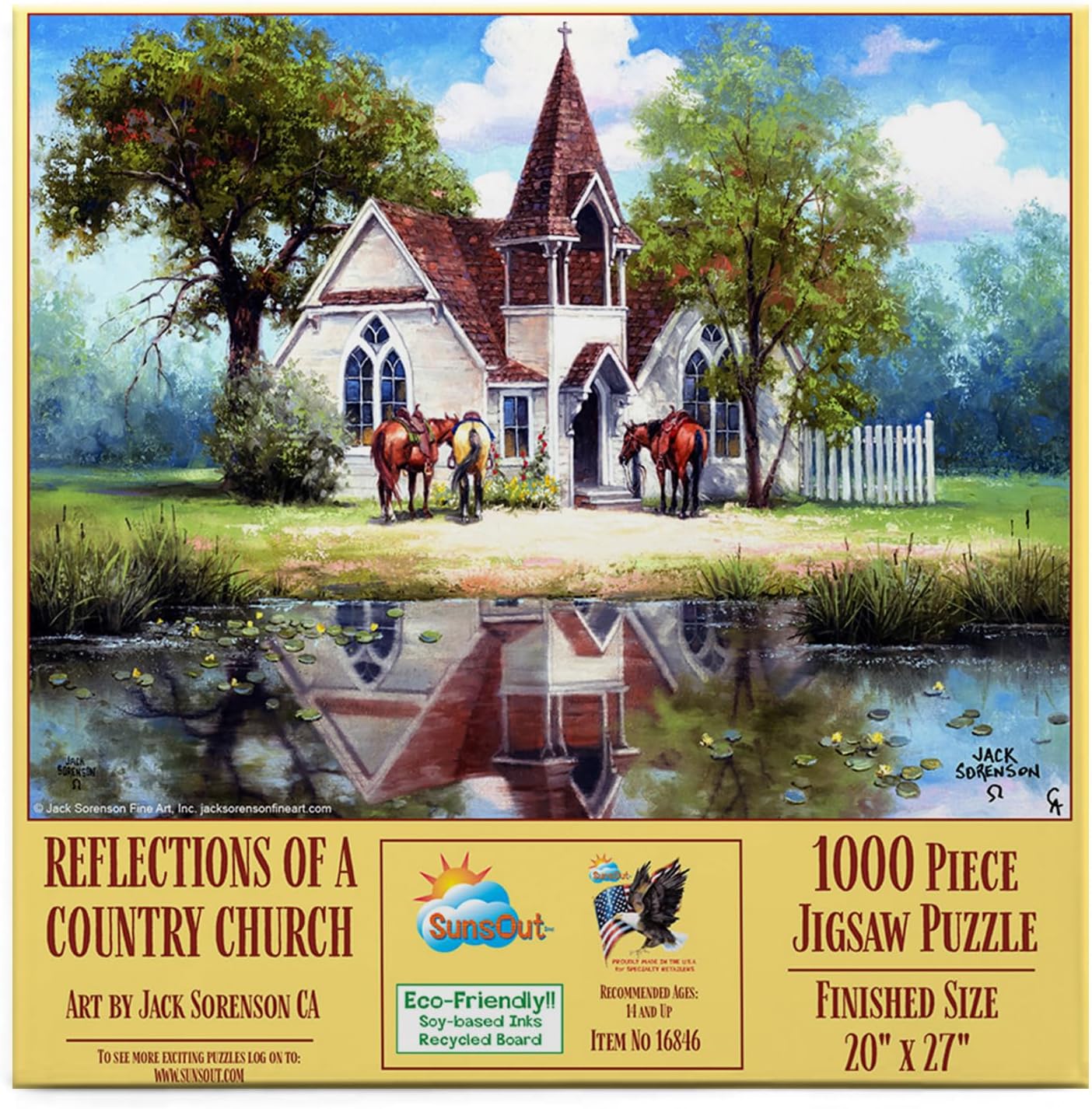 SUNSOUT INC - Reflections of a Country Church - 1000 pc Jigsaw Puzzle by Artist: Jack Sorenson - MPN # 16846