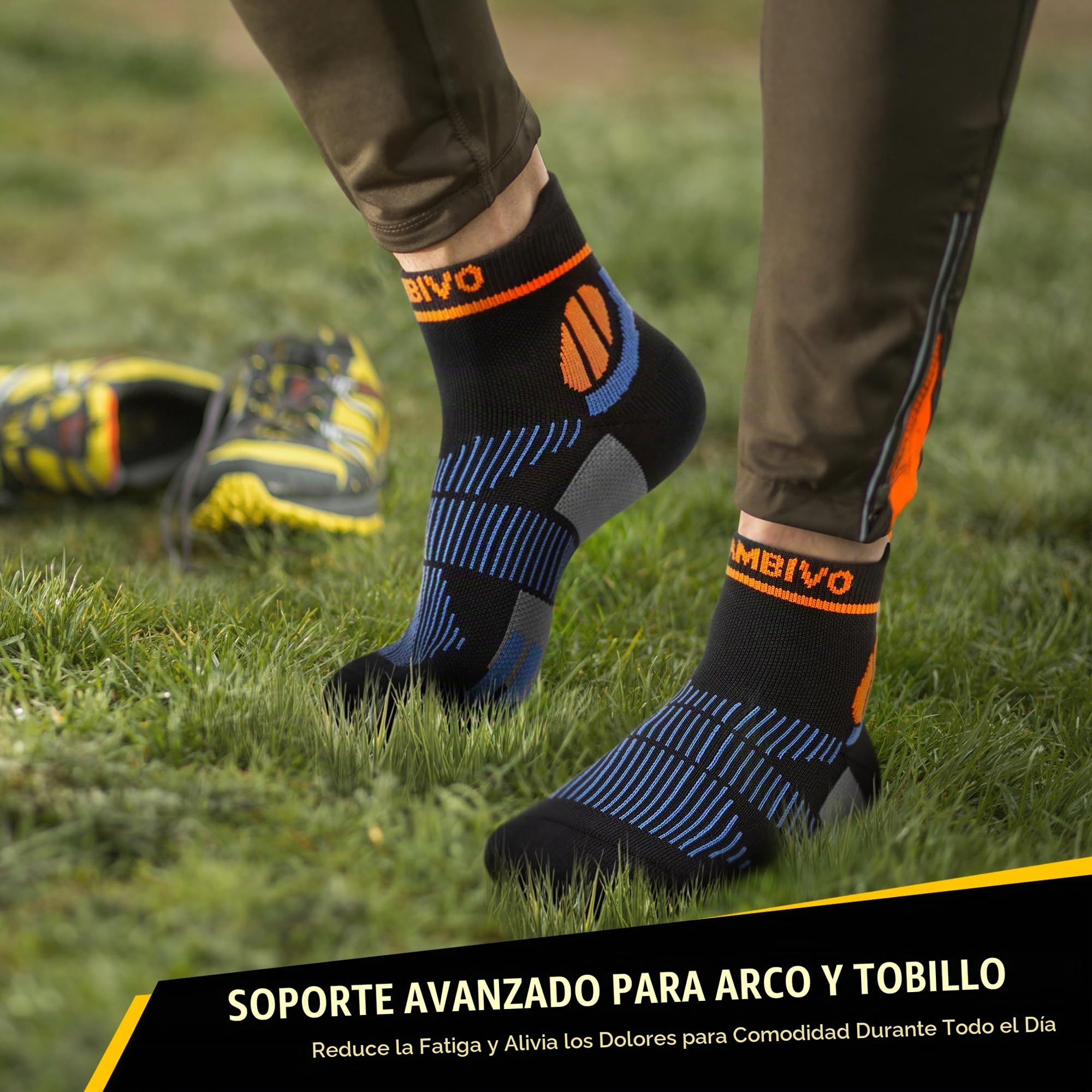CAMBIVO Medias Compresion Cortos Mujer Hombre 2 Pares, Calcetines Deporte, Medias de Compresión, Calcetines Tobilleros Antiampollas Transpirable para Fascitis Plantar, Varices Running Avion Enfermera