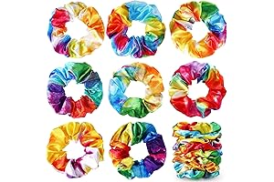 Toulite 24 Pcs Scrunchies Tie Dye Hair Bands with Vibrant Rainbow Colors