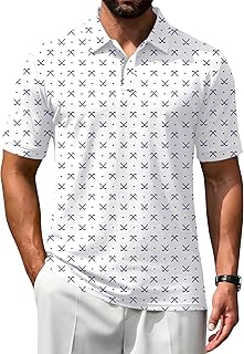 Mens Polo Shirts Short Sleeve Golf Shirt Dry Fit Athletic T-Shirt Moisture Wicking Top (S-3XL)