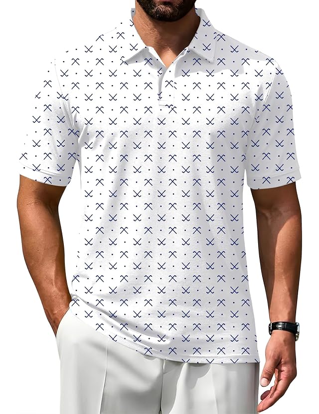 Poriff Mens Polo Shirts Short Sleeve Golf Shirt Dry Fit Athletic T-Shirt Moisture Wicking Top S-3XL