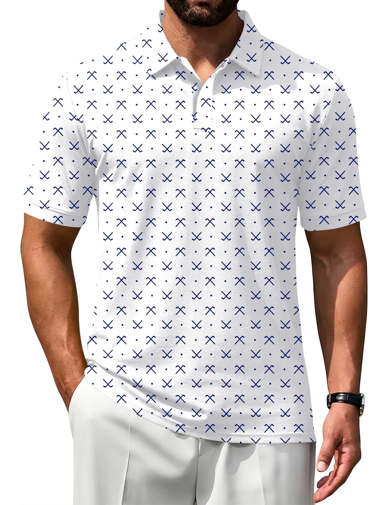 Poriff Mens Polo Shirts Short Sleeve Golf Shirt Dry Fit Athletic T-Shirt Moisture Wicking Top S-3XL