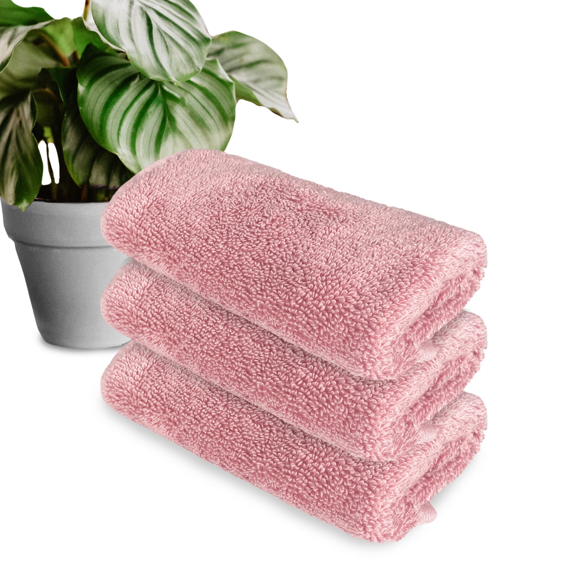 HEELIUM Bamboo Face Towel | Ultra Absorbent & Odour-Free | 3X Softer Than Cotton Towels | 30 x 30 cm - 600 GSM | Pack of 3 - Peach
