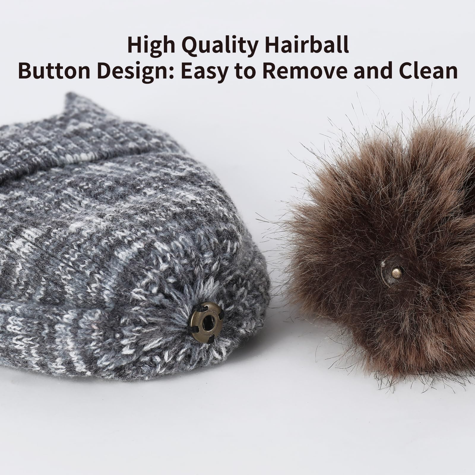 Winter Beanie Mütze Schal Handschuhe Set für Frauen Klassische Beanie mit abnehmbarem Pom Pom Lange Schal Touchscreen Handschuhe 3 in 1 Set