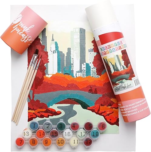 Miniatura 13 de Pink Picasso Kits de pintura de destinos coloridos por números para adultos y adolescentes Kits únicos de pintura de lienzo para bricolaje Kit