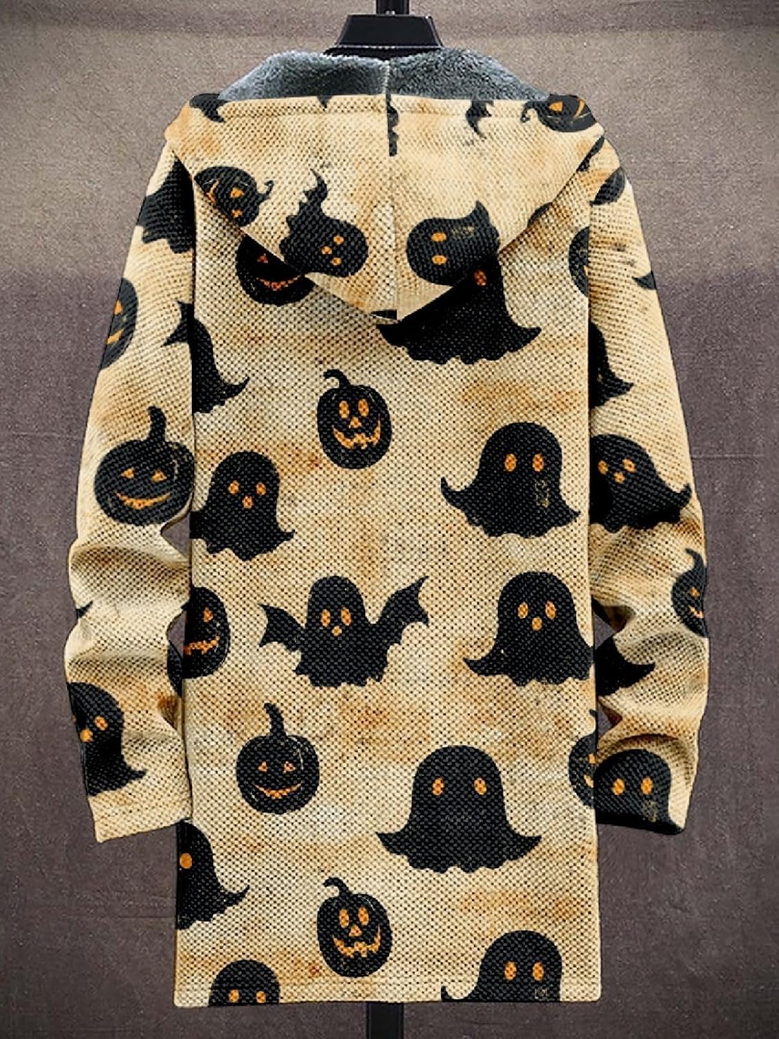 2025 Men's Ethnic Pattern Hooded Jacket Long Cardigan Hoodies Full Zip Vintage Knitted Zipper Coat with Pocket - Image 2