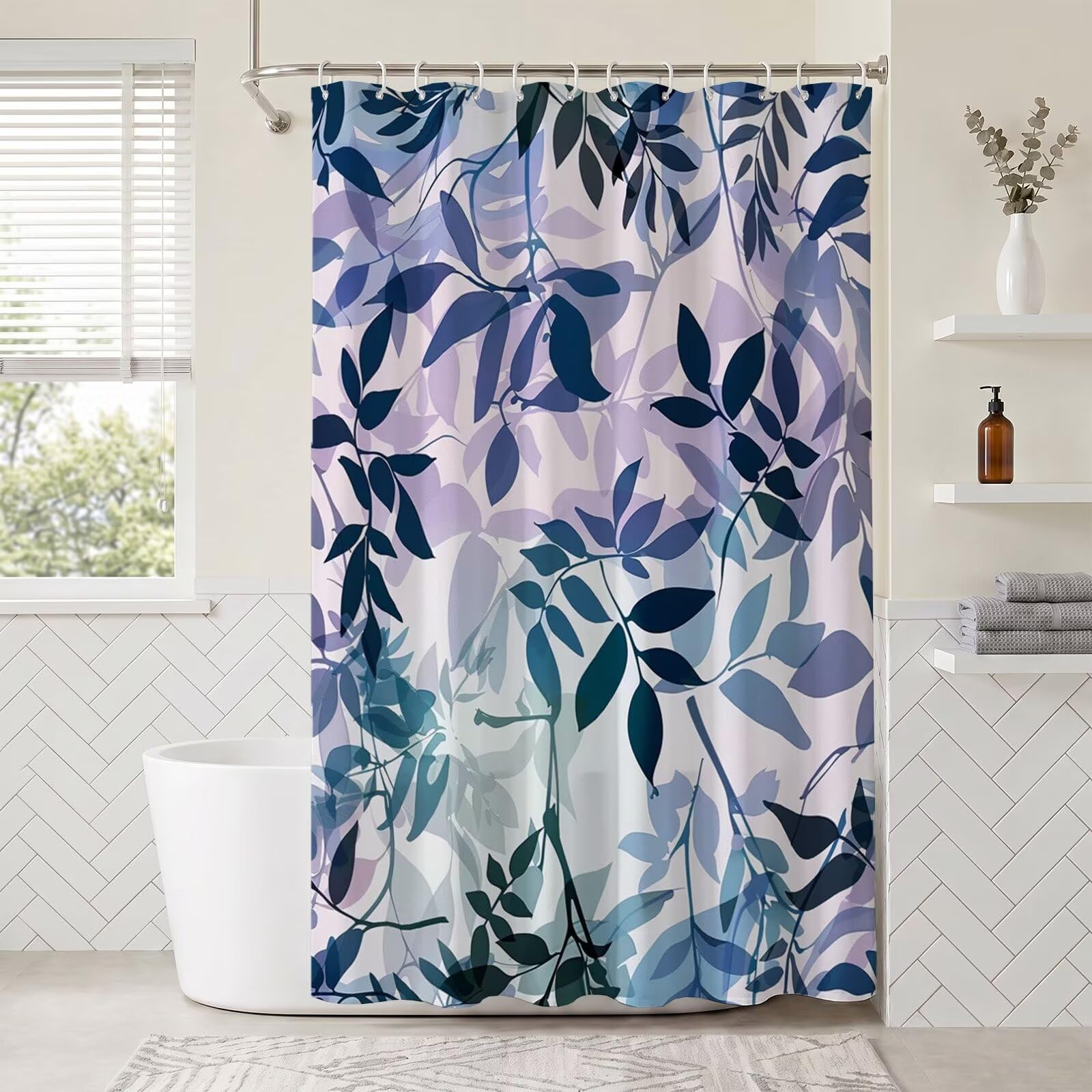 Rideau de douche anti éclaboussures en tissu polyester avec anneaux ZO-920