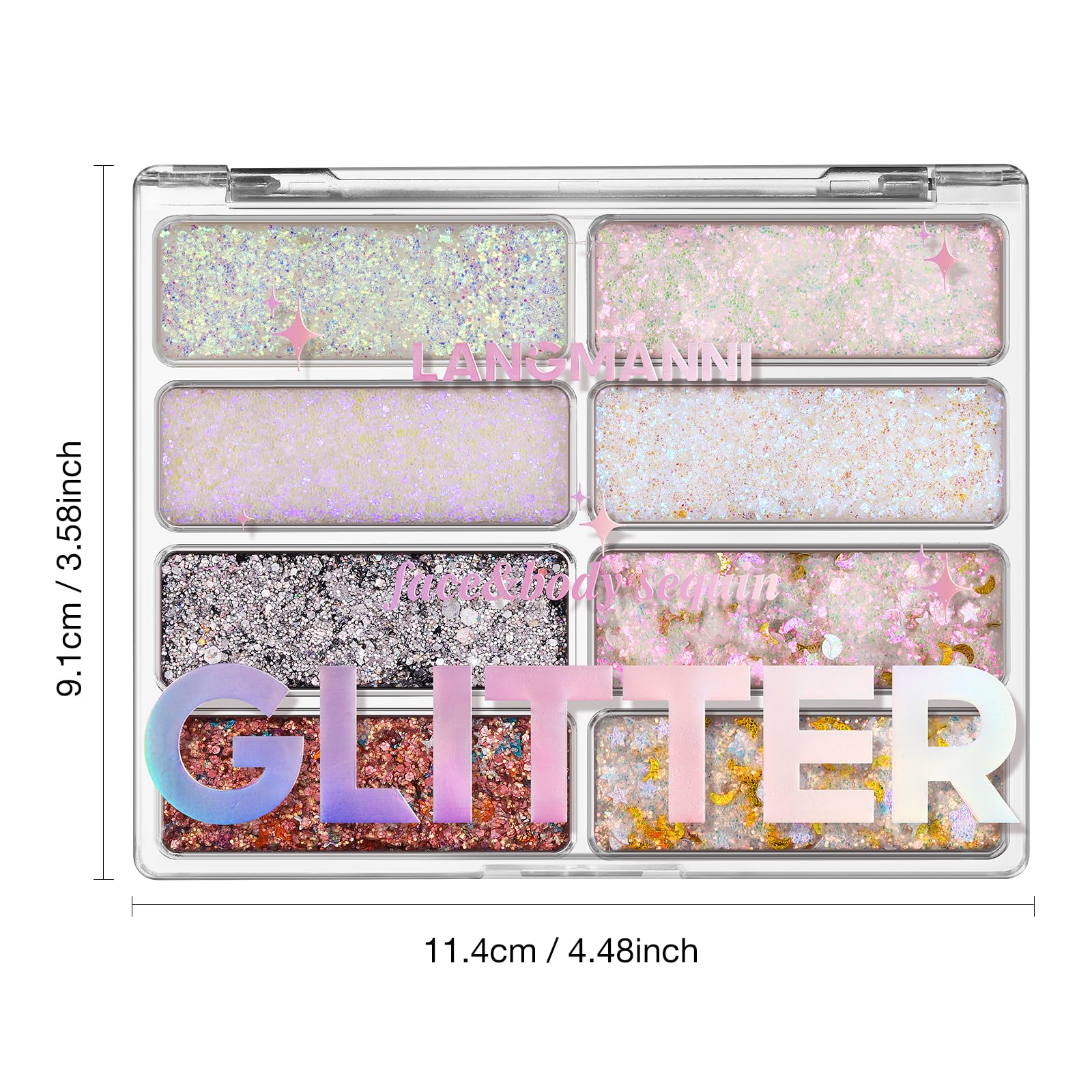 Paleta de purpurina de 8 colores para rostro y cuerpo, lentejuelas holográficas cambiantes de sirena para mujeres y niñas, festivales de música, fiestas, maquillaje rave (#A) 9