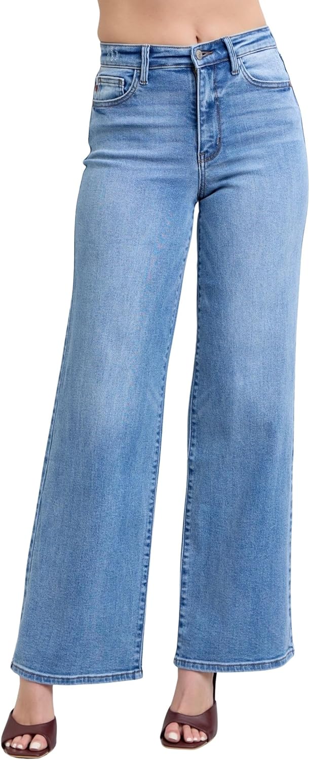 Judy Blue Women's High-Rise Vintage Wash Retro Wide Leg Jeans