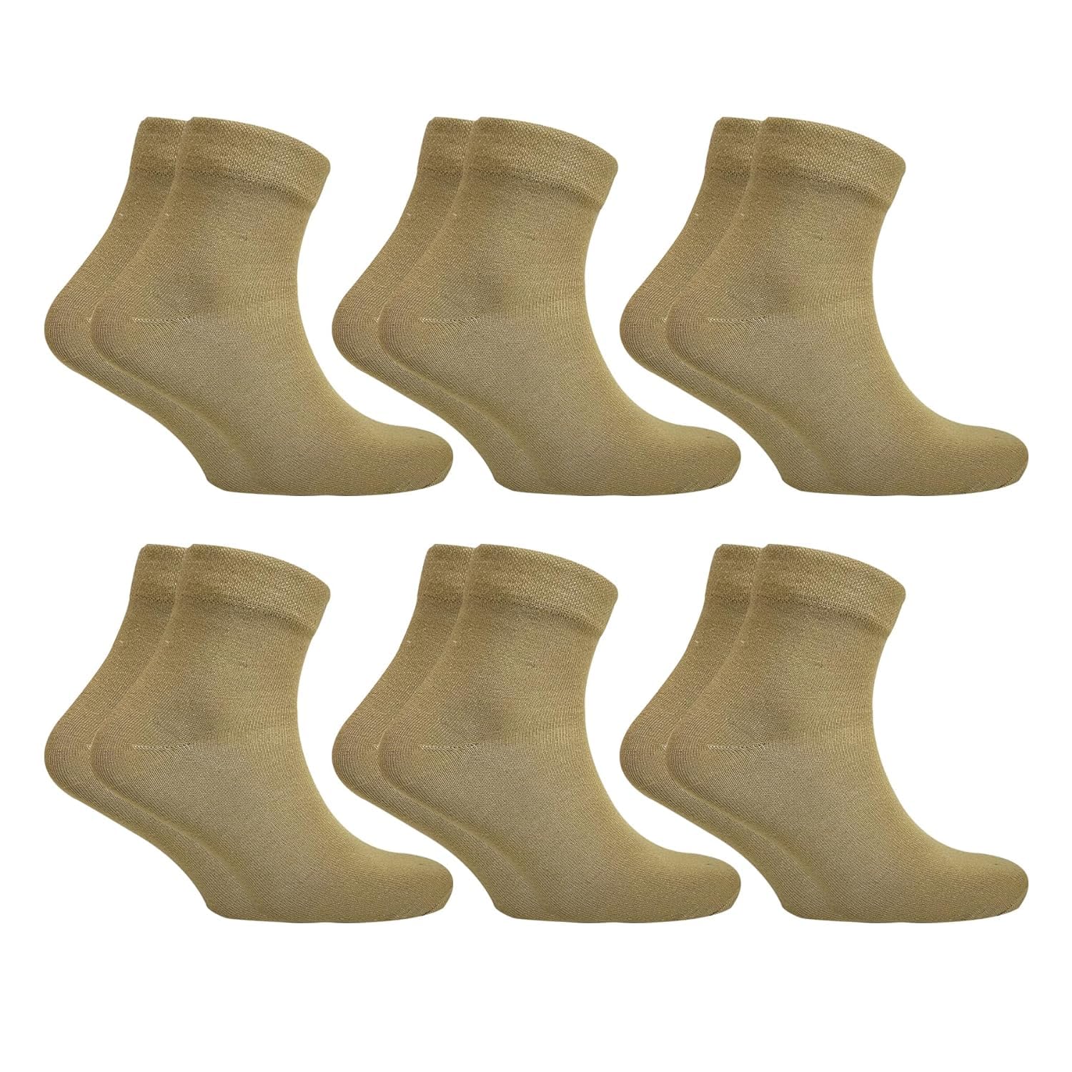 Police Khaki Uniform Socks For Men Women Ankle Length Police Solid Comed Cotton Organic Trekking Durable Comfort Formal Combo Pair Of 6 Free Size-image-2