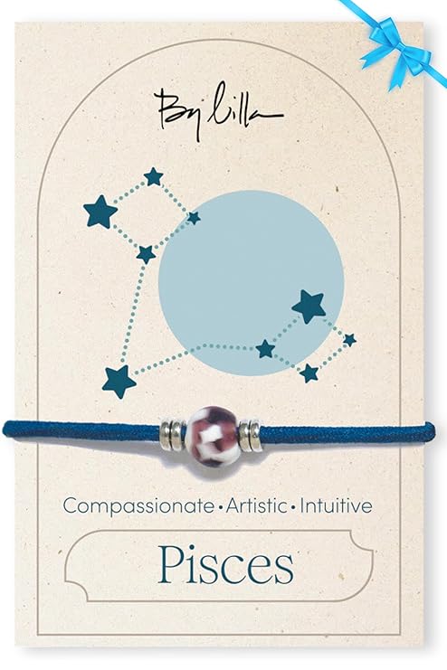 By Lilla Zodiac Bracelet Hair Ties for Women – Handmade No-Damage Hair Tie Bracelet – Boho Element Inspired Jewelry with Luxury Elastic, Gold & Silver Accents for Wrist or Ponytail (PISCES)