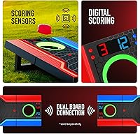Vista 2 de Juego de tablas de cornhole electrónicas, puntuación automática, incluye 1 tablero de cornhole, 1 control remoto y 8 bolsas de frijoles