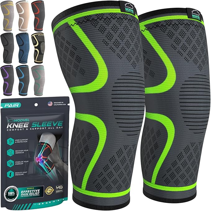 MODVEL 2 Pack Knee Compression Sleeve Best Knee Brace Knee Support