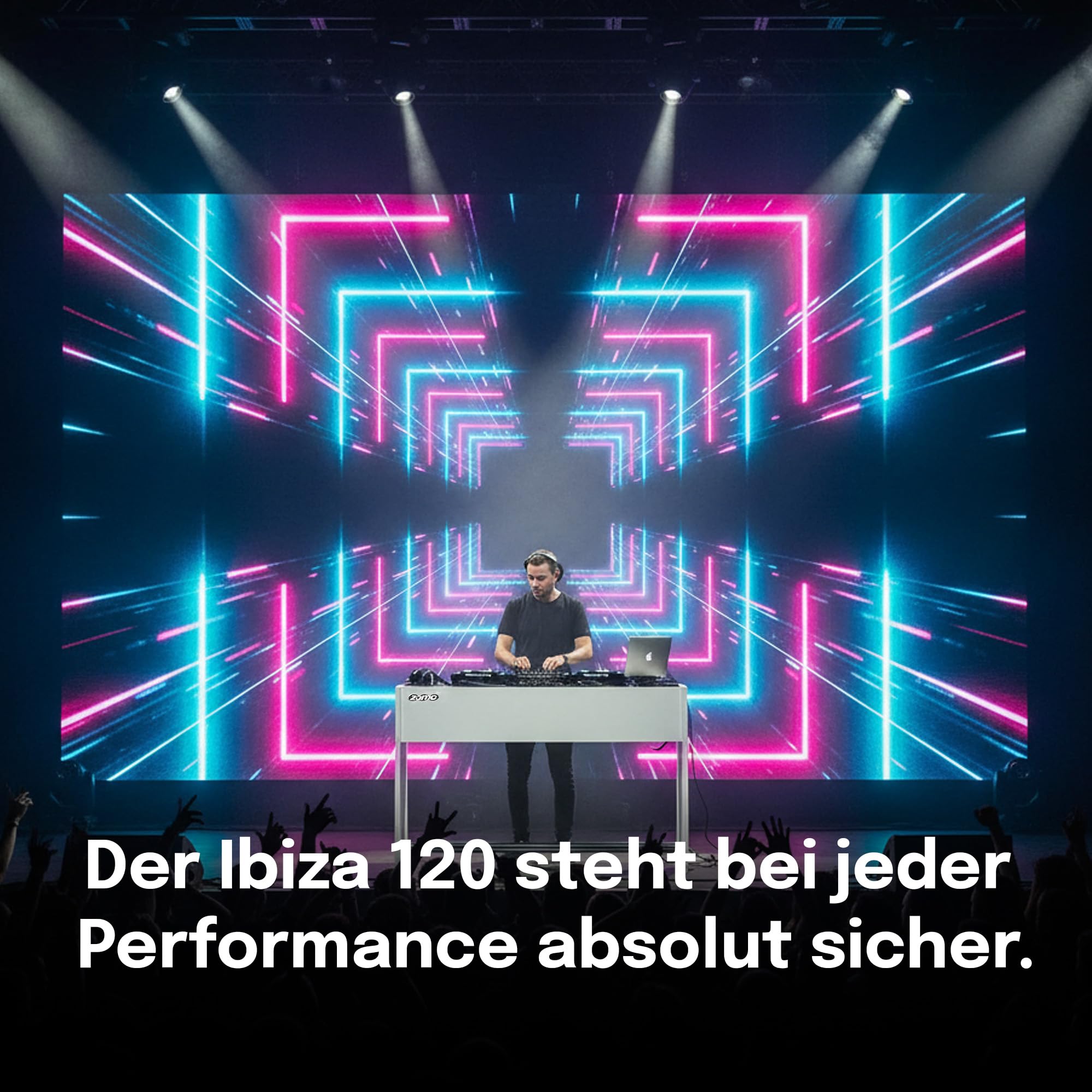 Zomo Deck Stand Ibiza 120 - DJ Tisch 123 x 50,6 x 96 cm - Weiß - MDF Holz - 39,2 kg - für 2 Decks und einen Mixer bis 12 Zoll