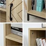 HOMCOM 59" Bookcase with Doors, Storage Bookshelf with Cabinets, Drawer and Open Compartments, Freestanding Display Shelves for Home Office, Living Room, Study, Nature Wood