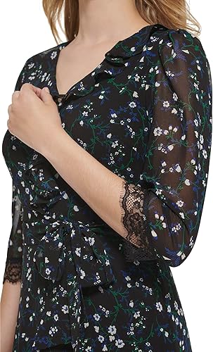 Miniatura 2 de Karl Lagerfeld Paris Vestidos esenciales para mujer - Vestidos de mujer con estampado floral con mangas