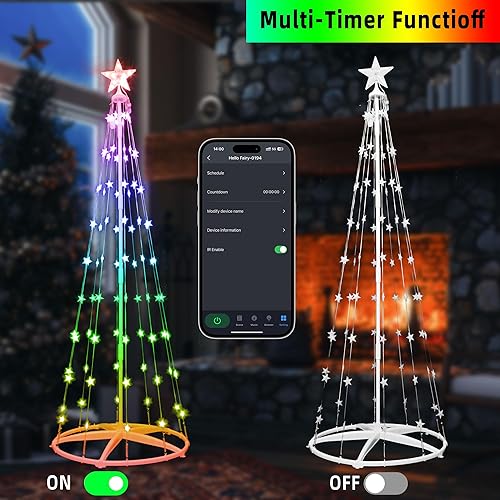 Miniatura 8 de Luces inteligentes de árbol de Navidad de 7 pies, 100 luces LED, estrella  Aplicación programable RGB regulable árbol iluminado con bricolaje, 42