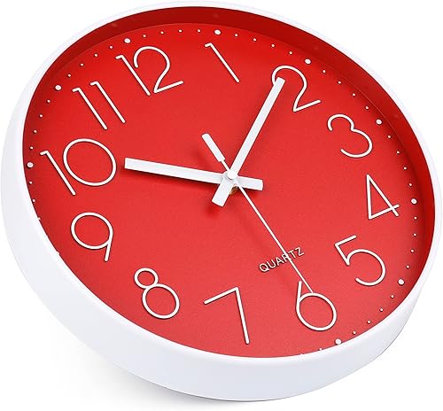 Miniatura 128 de jomparis - Reloj de pared de cuarzo redondo de 12 pulgadas, silencioso, sin tictac, decorativo, moderno, funciona con pilas, para oficina, hogar