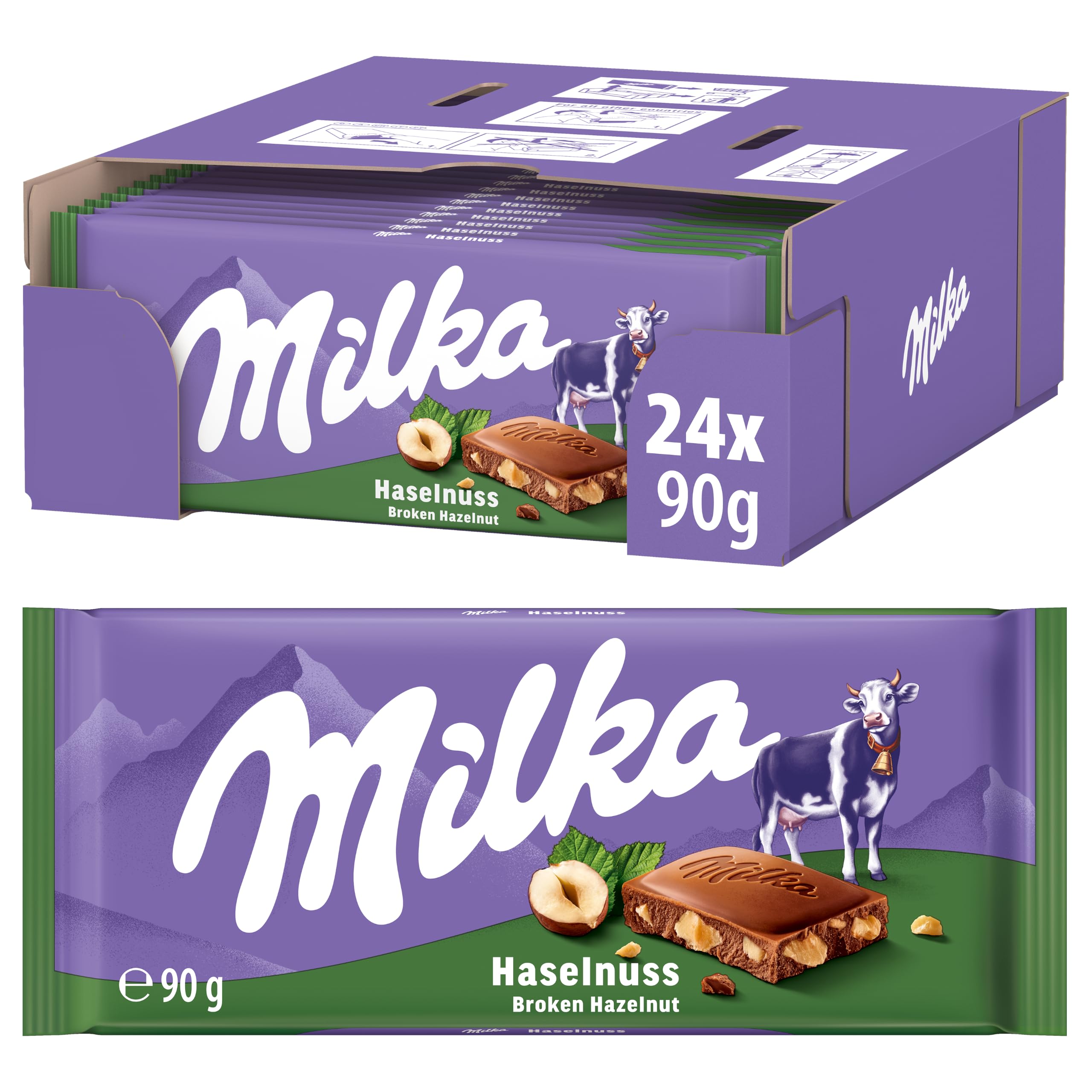 Milka Haselnuss Tafelschokolade, 90 g (24er-Pack)
