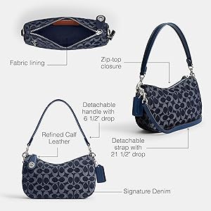 Coach Swinger Shoulder Bag in Signature Denim, LH/Deep Blue