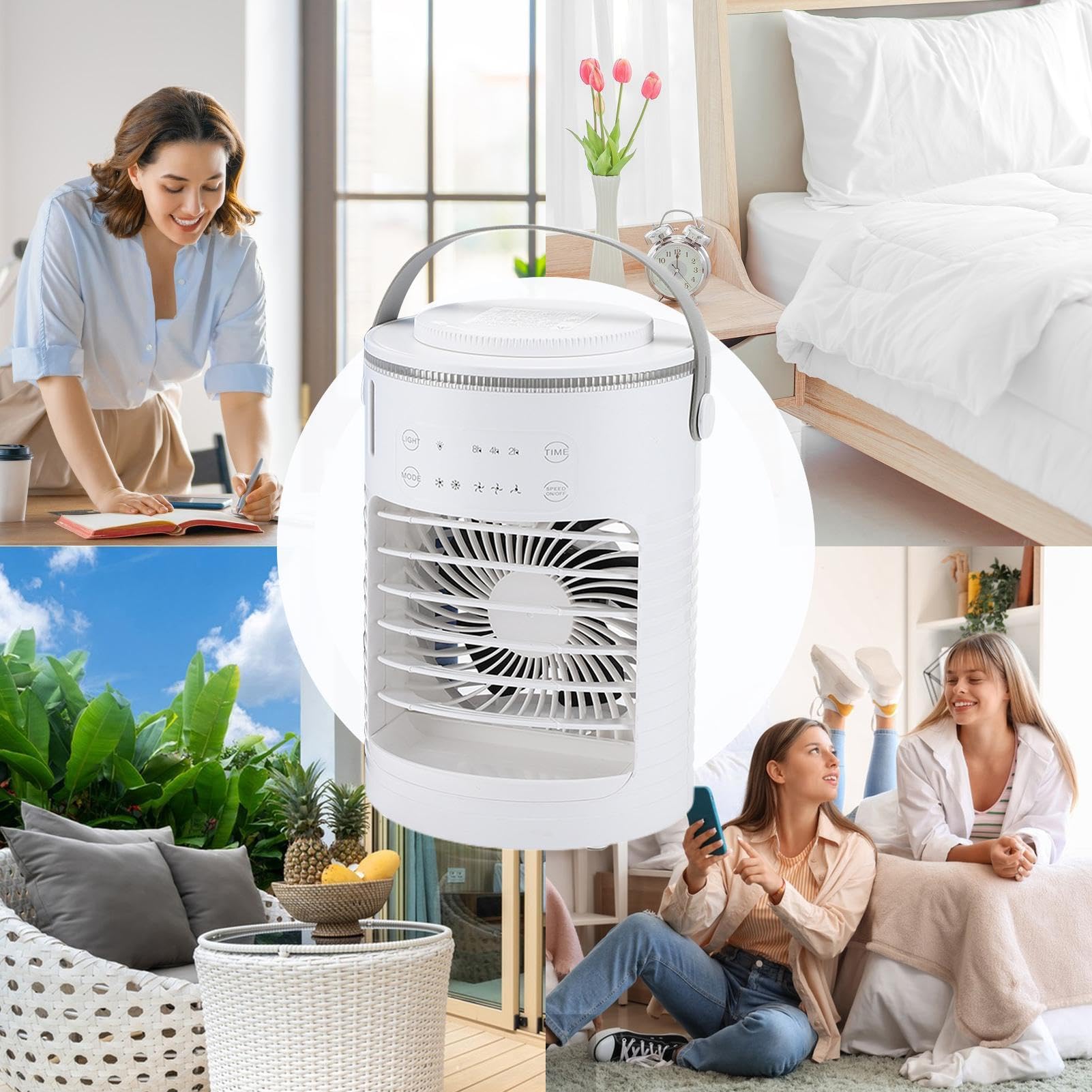 Ventilador con nebulización de agua 3 Velocidades Desmontable Portátil